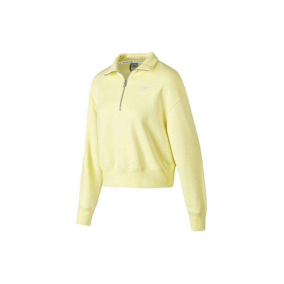 Skechers American Vintage Solid Color Polo Neck Knit Pullover Sweatshirt Women sweatshirt Fresh-Pear-Yellow P423W139-00PU L
