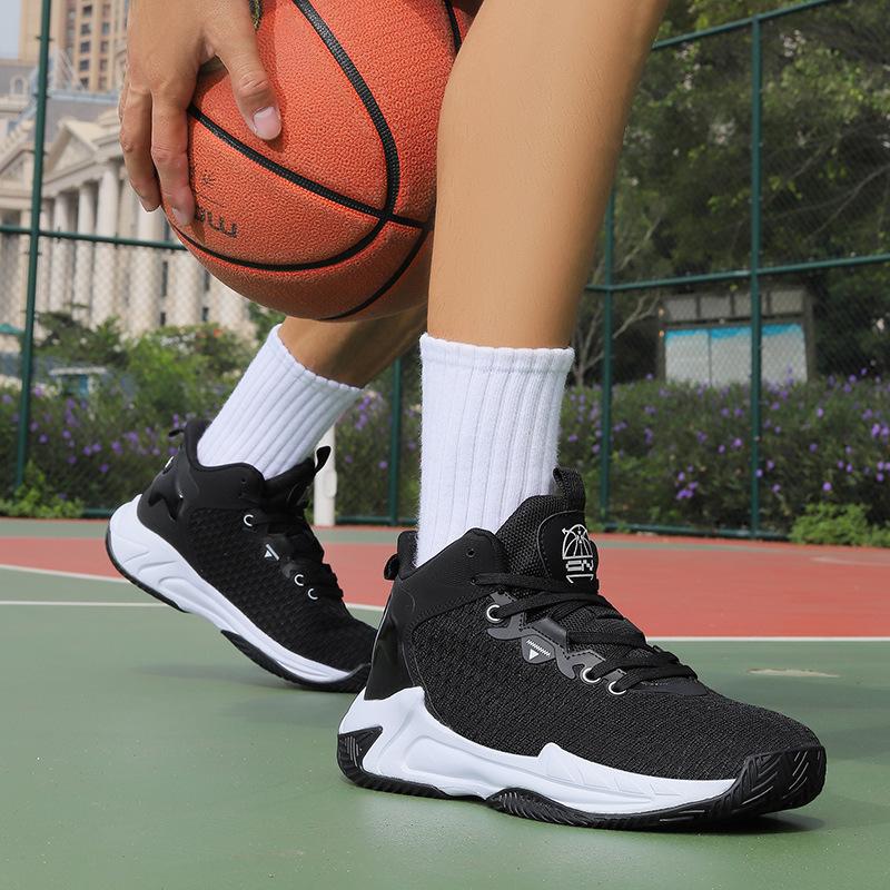 

New Basketball Shoes Men S Adult Large Size Actual Combat Shock Absorption Rebound Sports Shoes Lightweight Breathable High-Top Basketball Shoes 44 чорний
