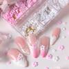 1 Box 3D Flower Nail Art Charm 6 Grids Resin Floral Charms Golden Beads DIY Nail Design Jewelry Crafts Manicure Decoration Accessories