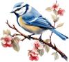 QT2002#15cm Contemporary Blue Bird and Blossoms Car Sticker, Suitable for Laptop, Car, Truck, Van, SUV, Motorcycle, Wall, Bumper, Window