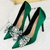 2025 Zapatos de Salón con Lazo de Diamantes de Imitación para Mujer Talla Grande 43 Tacones Altos Lujosos Zapatos de Banquete Stilettos Sexy Zapatos de Fiesta Diseño Tacones de Señora