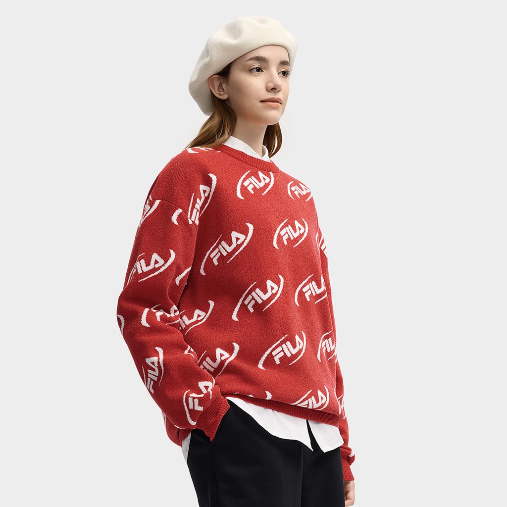 Fila ORIGINALE Sweaters Unisex Algal Bloom Vermilion Crew Neck Moderate F51U549407F-RD