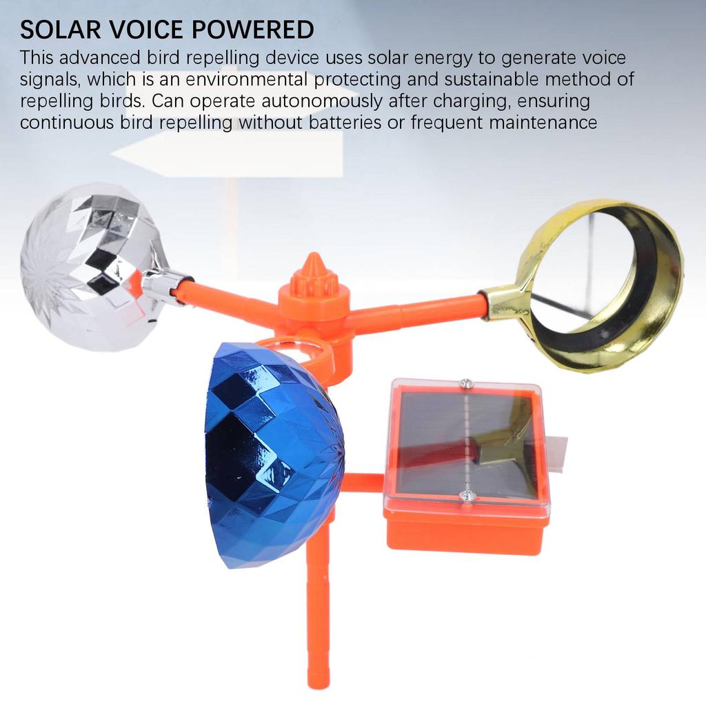 Odstraszacz ptaków Odblaskowy Na Zewnątrz Patio Zasilany Solarnie Dźwięk Światło Odblaskowe Obracające się Urządzenie Kolorowe