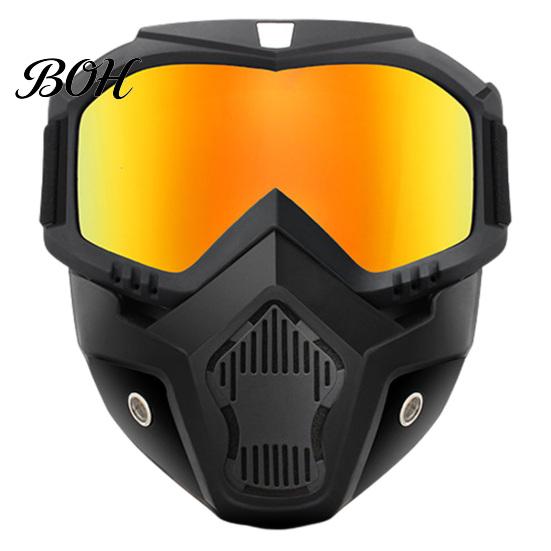 Oil And Gas Safety Gear Full Face Goggle Mask, Detachable Cycling Goggles Mask with Anti-Fog HD Lens Protective Eyewear Lens, Large Viewing