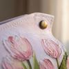 Pink Tulip Oil Painting Tissue Box for Living Room, Desktop, or Car Storage