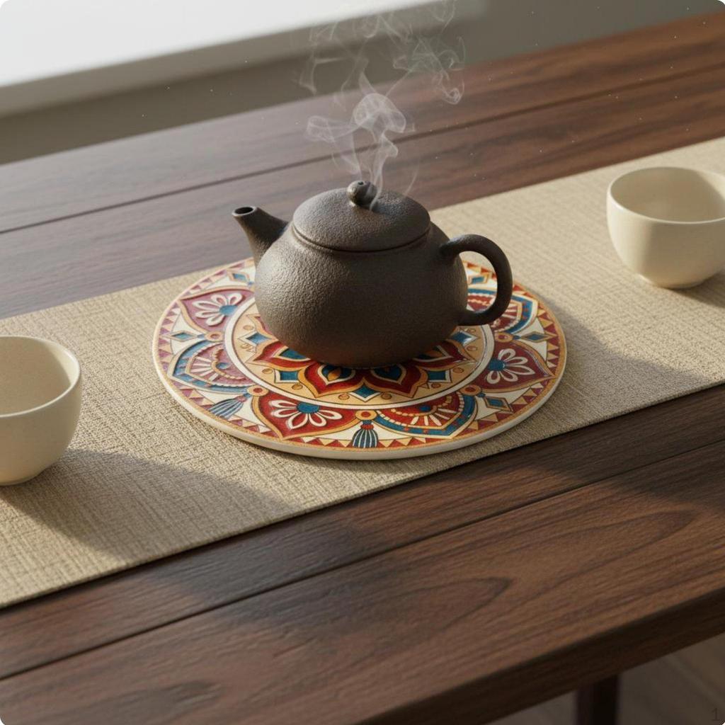 Bohemian Ceramic Coaster HeatResistant Design Cup Mats NonSlip Mandala Pattern Mat for