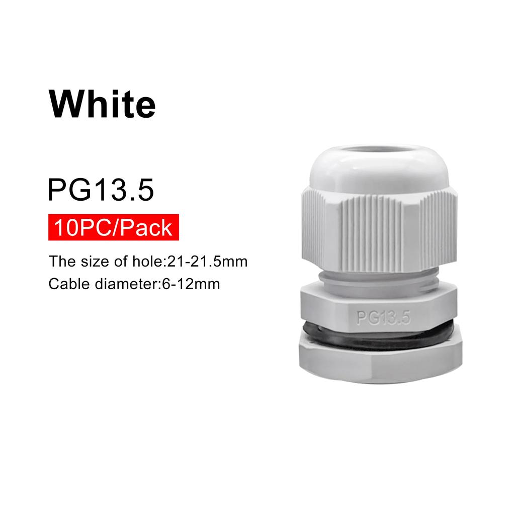 10 Stück IP68 PG7-PG16 Kabelverschraubungen Weiß/Schwarz Nylon Kunststoff Anschlusskasten Stecker Zugentlastungen Dichtungen und Gegenmuttern