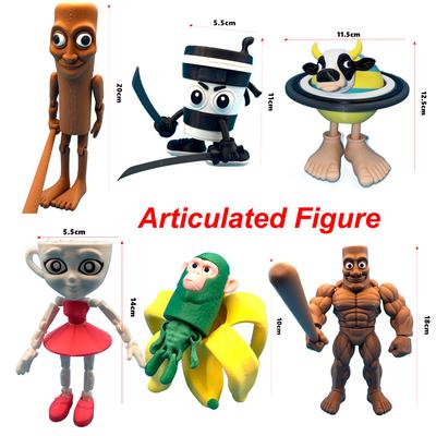 Novelty Articulated Figure Tungtungtung Sahur 3D Printing Wood Stick Man Figurine Desktop Arm Movable Action Figure Collectible