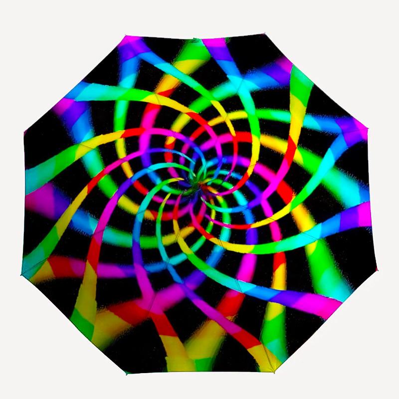 

1pc Rainbow Spiral Pattern Automatic Open/Close Umbrella, Compact Travel Umbrella, 8-Rib Sturdy Frame - Ideal Gift for Friends yy251118095