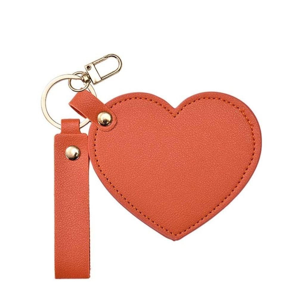 Rotate Small Mirror Love Heart Makeup Mirror Korean Style Colorful Love Keychain  Women