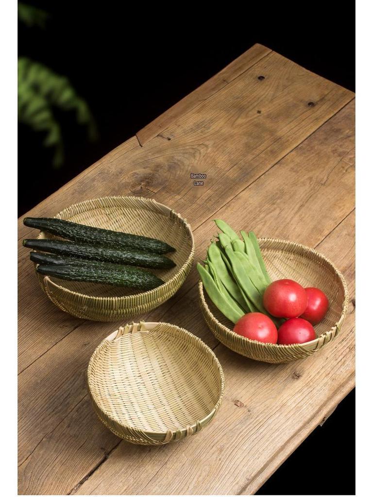 Multi-Purpose Bamboo Weaving Basket for Washing, Draining, and Storing Vegetables, Fruits, Rice, and Steamed Buns