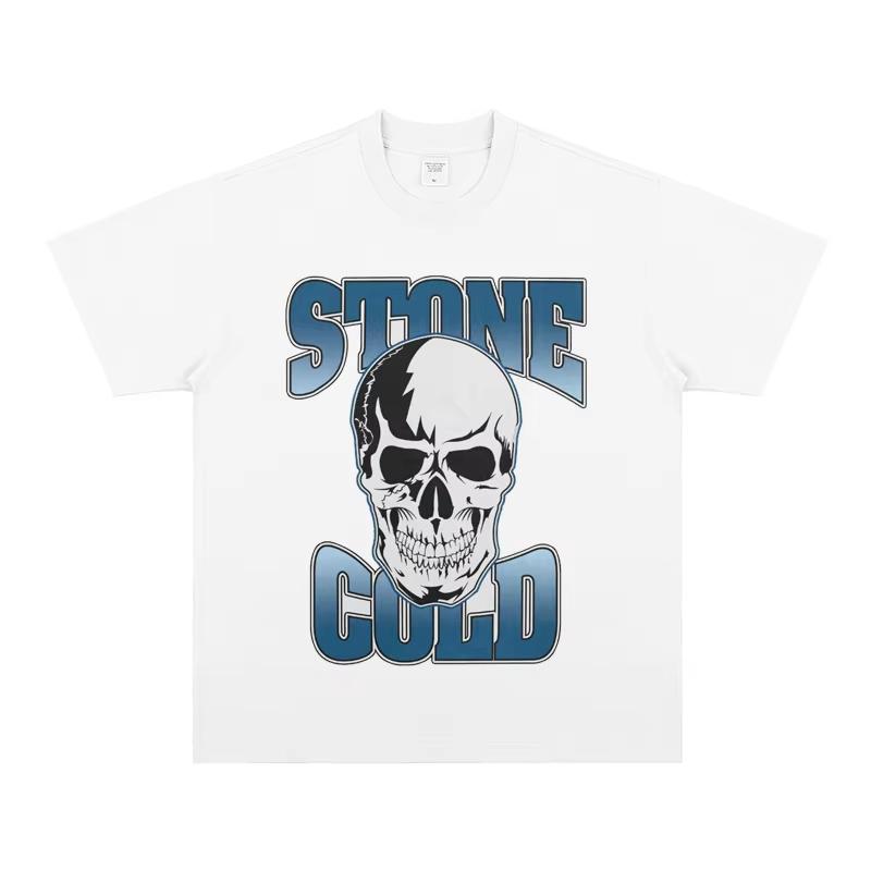Summer Men New Stone Cold Steve Austin WWE Tshirts Wrestling Pure Cotton Vintage Short Sleeve T-shirt High Quality Luxury Brand