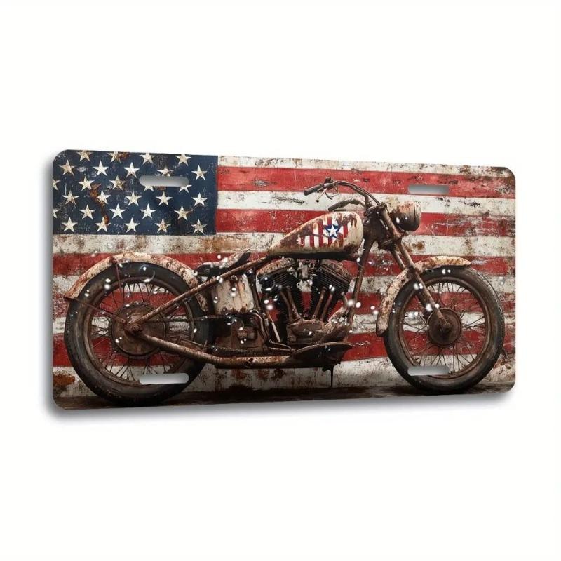 Motorcycle Souvenir License Plate, Metal Auto Wall Decor 15x30cm