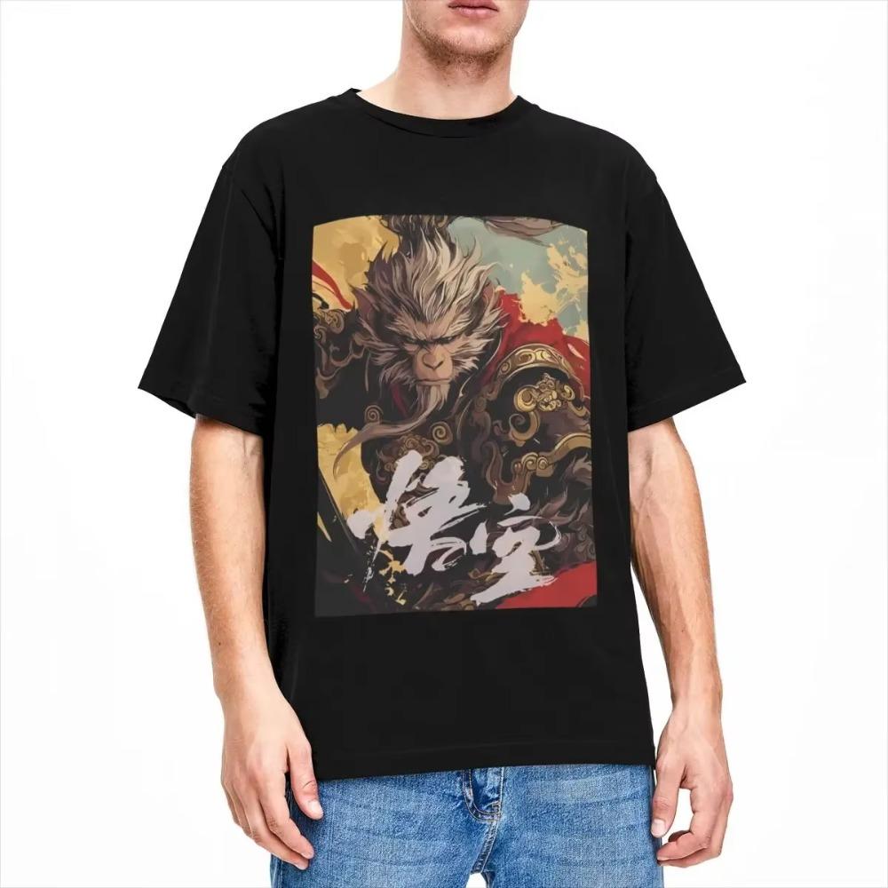 Men Women Black Myth Wukong Video Game Shirt Funny Gaming 100% Cotton Tops Leisure Short Sleeve O Neck Tee Shirt Classic Shirts