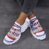 Autumn Prints Platform Sneakers for Women Plus Size Breathable Mesh White Sneakers Woman Slip On Thickbottom Vulcanized Shoes