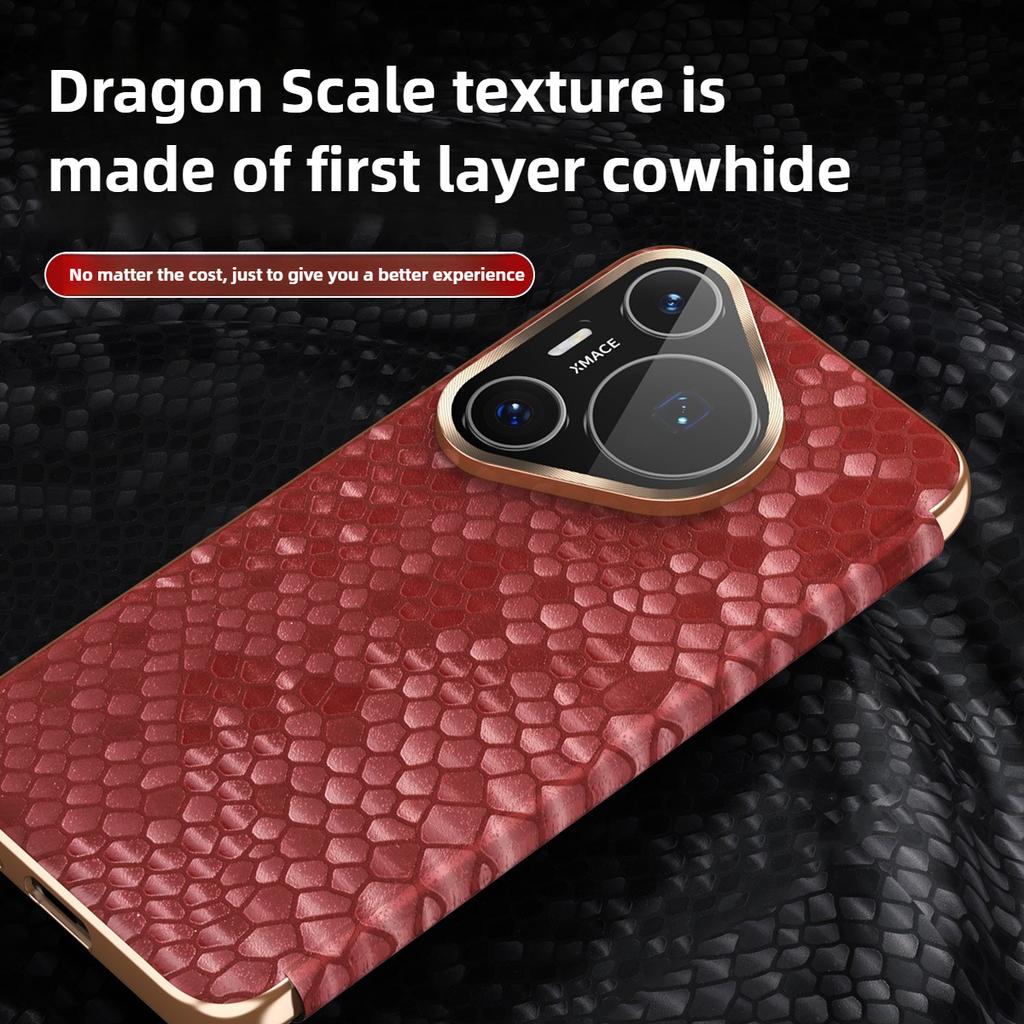 Smart Window Dragon Scale Texture Leather Phone Case for Huawei Pura 80 Ultra Pura70 Pro Plus Mate 70 Pro + 60pro Magnetic Shell