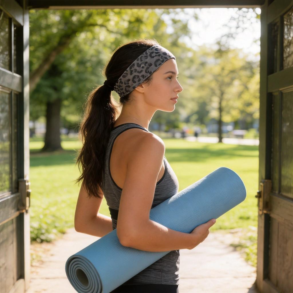 Leopard Print Yoga Headband With Moisture Wicking Fabric For Fitness Enthusiasts