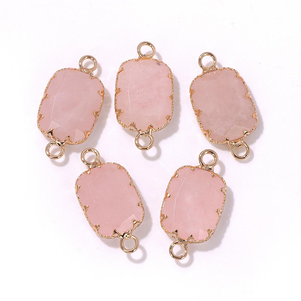 2pcs Natural Stone Pendant Quartz Lapis Chalcedony Amethysts Tiger Eye Stone Connector Charm For Making Necklace Bracelet