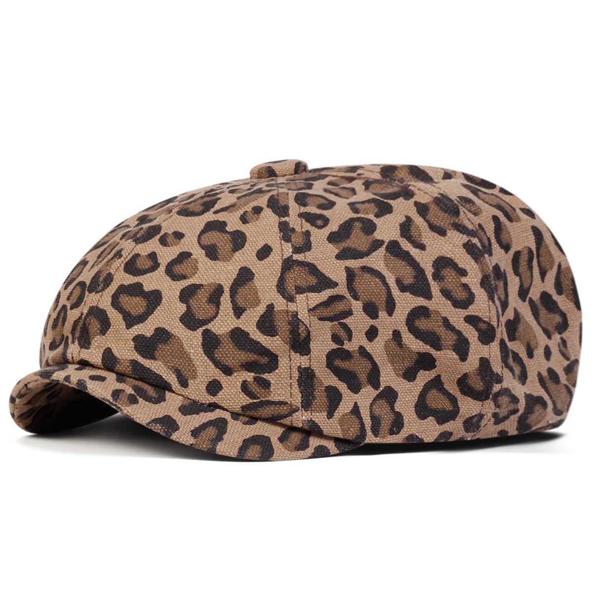 

Унисекс Кепка газетчика с леопардовым принтом, Персонализированные береты художника, Весенне-осенние шляпы для отдыха на открытом воздухе, Дорожные аксессуары для женщин и мужчин коричневый