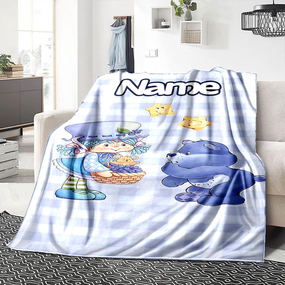 Manta de Fiesta Aventura en el Jardín de Tarta de Fresa con Nombre Personalizado Para Sofá Cama Manta de Felpa Acogedora Suave y Esponjosa Mantas Súper Suaves y Cálidas Para Otoño e Invierno 09