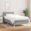 Maison Exclusive - Slatted Bed Base with Mattress Light Grey 90x200 Cm Fabric