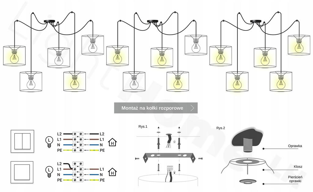 Hanging Lamp, Ceiling Chandelier, Lampshade, Boho Juta