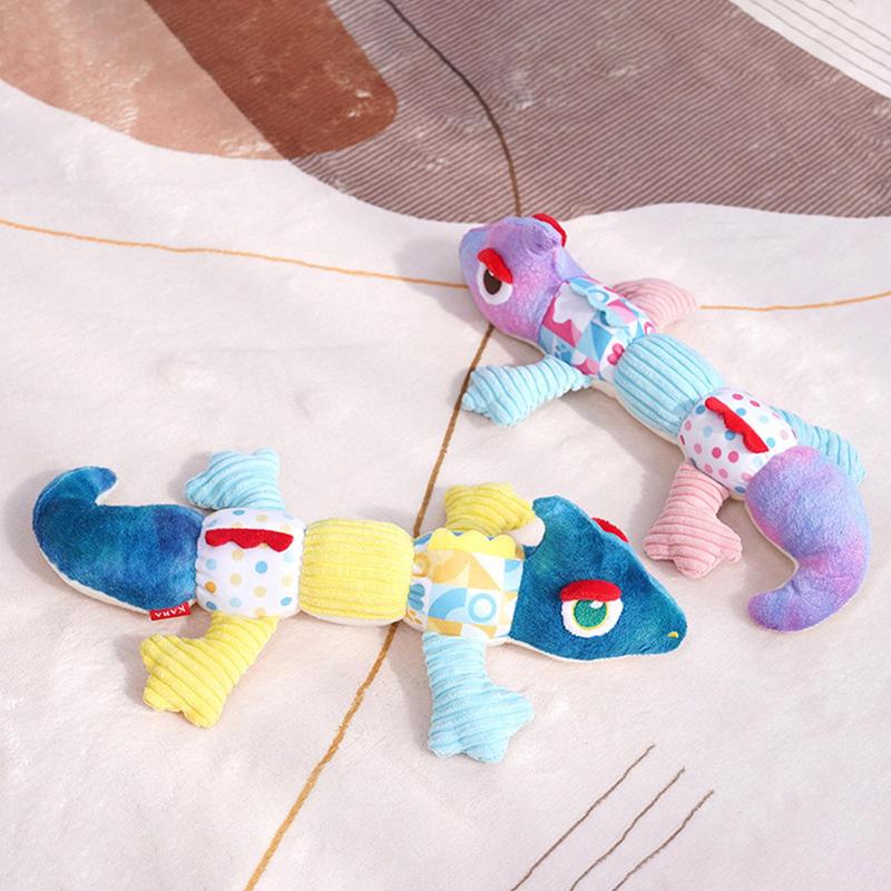 Dog Squeak Toys Dog Teething Toys Chameleon Soft Stuffed Toys Cartoon Bite-Resistant Pet Supplies Cute Dog Toys For Cleaning