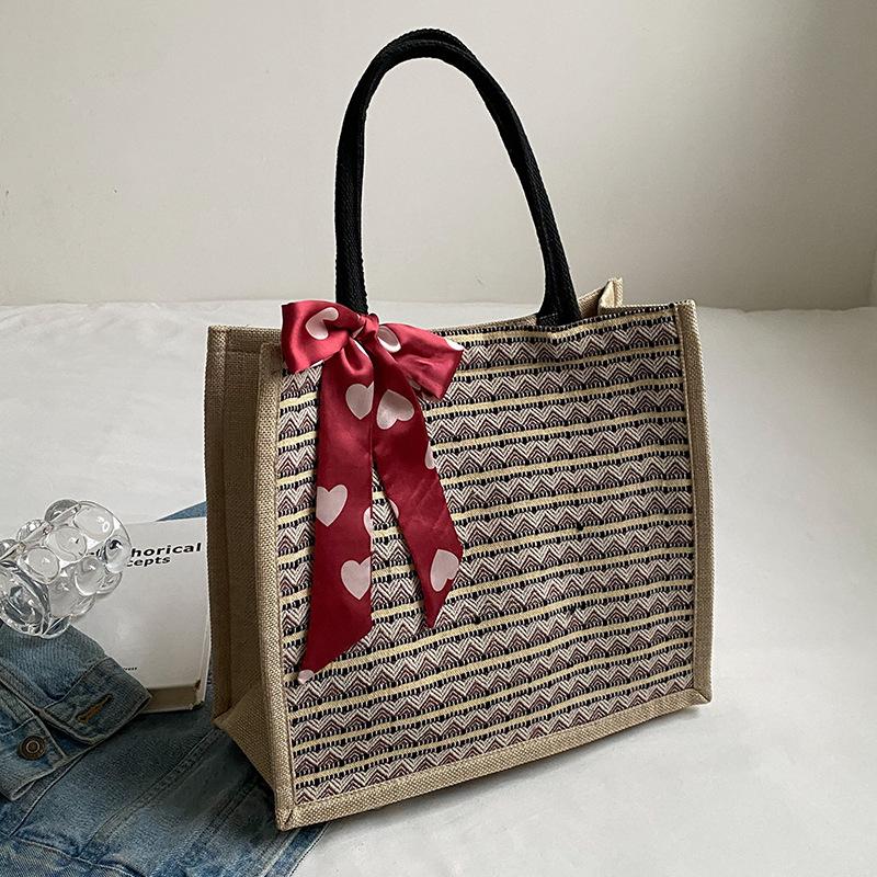 Ethnic Style Retro Linen Tote Bag for Women New Large Capacity One-shoulder Fashion Mommy Bag Class Shoulder Bag