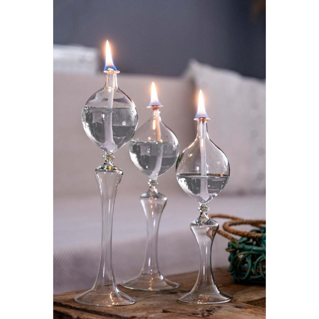 Drops Footed Glass Lamp Set Of 3 Oil Lamp