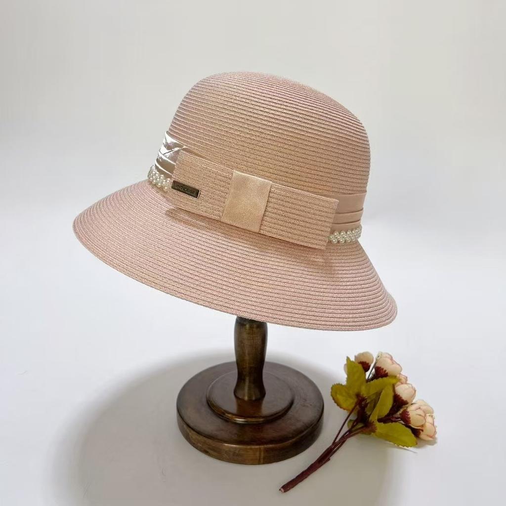 2025 New French Hat Women'S Summer Ice Hemp Silk Material Foldable Washable Elegant Top Hat Sunscreen Straw Hat