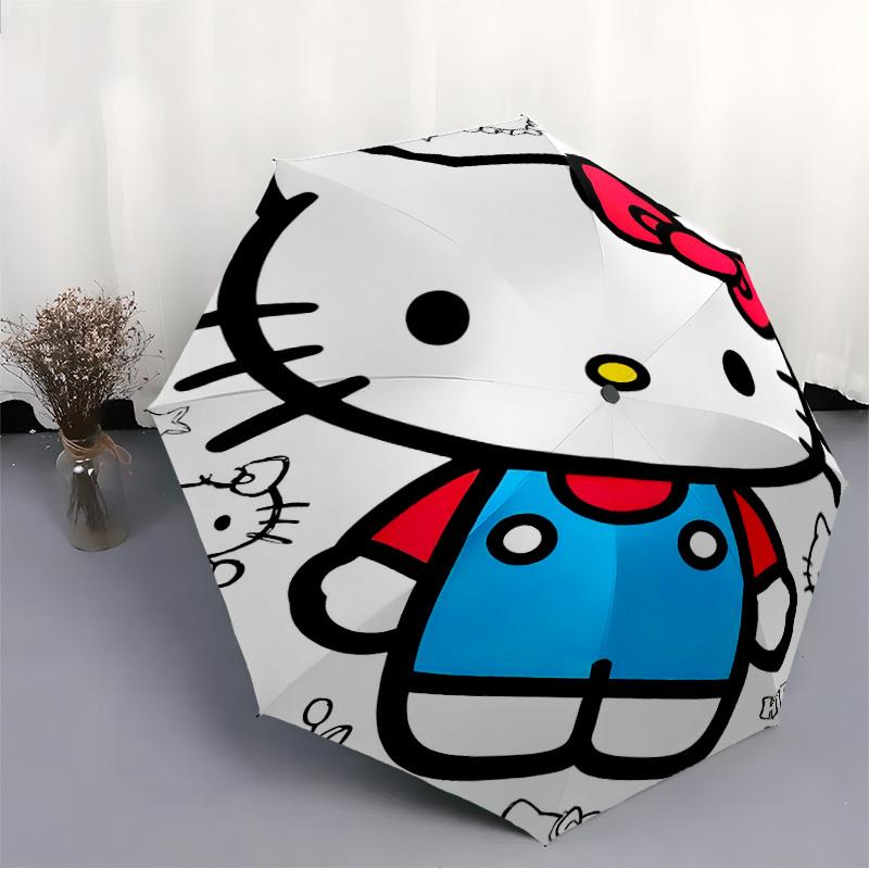 1PC Hello Kitty Automatic Open/Close, 8-Rib Durable Frame Compact Travel Umbrella for Men & Women S1222011