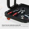 Workshop Stool, Rolling Machine Stool with 360 degrees Swivel, Padded Seat, Tool Tray, Red