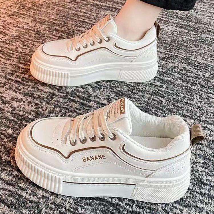 High leather thick-soled little white shoes for women 2025 spring new casual versatile thick-soled muffin Korean version trendy women