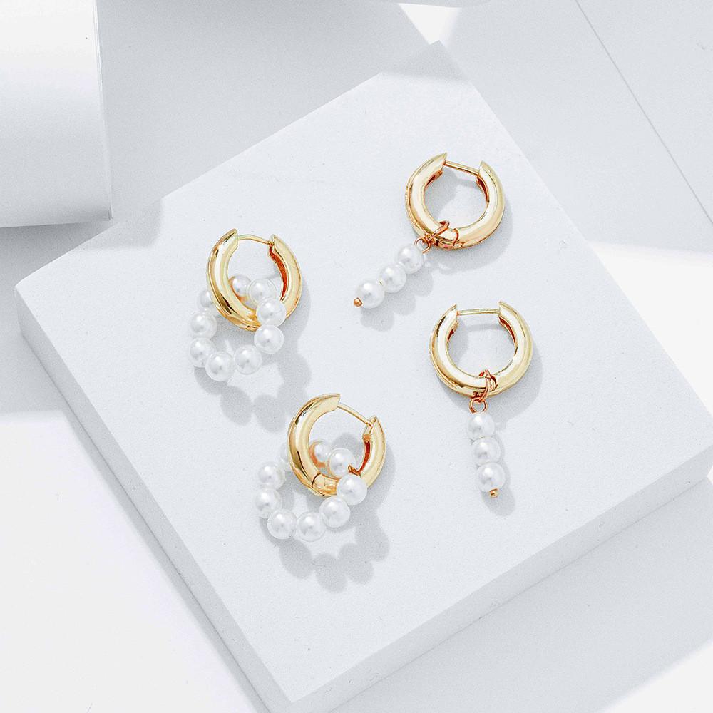 Chic Geometric Pearl Earrings Alloy Material Ideal For Stylish Women