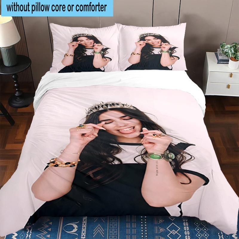3PCS pop music Dua Lipa 3pcs Bedding,Including 3PCS Duvet Cover And 2pcs Pillowcases Perfect for Christmas,Ideal for Bedroom, Dormitory