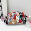 Cartoon Oxford Cloth Crossbody Bag for Women, Cute Print Square Shoulder Purse, Casual Daily Handbag CLE