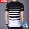 Hengyuanxiang Men's Striped Mercerized Cotton T-Shirt