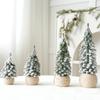 1PC Small Green Christmas Decor Plastic Christmas Tree Window Display Decor Flocked Artificial Christmas Tree
