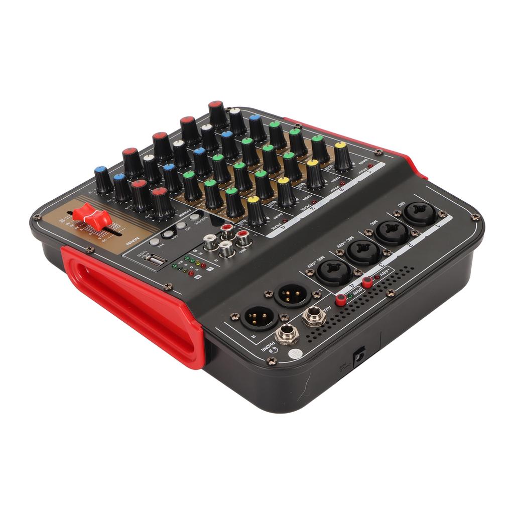 4 Channel Mixer 48V Multifunctional Compact Professional Sound Mixer for Stage Home 100‑240V US