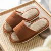 Summer home indoor couple linen slippers men and women open floor slippers non-slip soft bottom