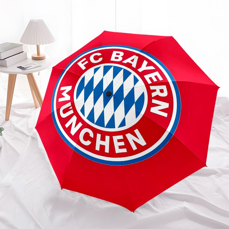 Bayern Munich, Football Club Automatic Opening and Closing, 8 Rib Structure Portable Umbrella, Suitable for Men and Women In All Seasons  Pe