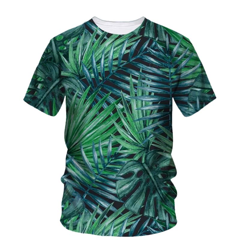 Summer Originality Plant Leaves Graphic T-shirts Trend Casual Personality Fun Printed O-neck Short Sleeve Men's T-shirts