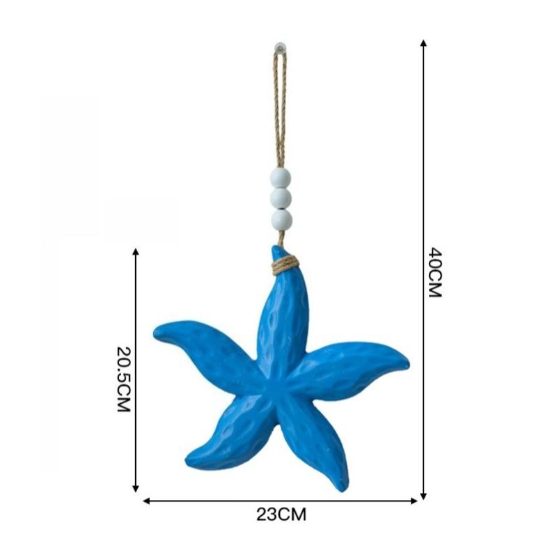 1pcs Ocean Style Wooden Starfish Wall Hanging Decor Nautical Themed Pendant for Doorway Entryway Wall Decor