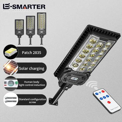 Solar Street Lights Outdoor Waterproof High Brightness Dusk To Dawn LED Lamp with Motion Sensor Remote Control for Garden