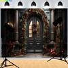 Christmas Day Wreach Snowflake Photography Backdrops Front Door Winter New Year Cottage Living Room Decoration Background DD-06