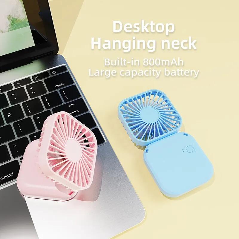 Handheld Elektrische Mini Fan Strap Typ Tragbare Klimaanlagen Klapp Camping Spiegel USB Aufladbare Kleine Fan Desktop
