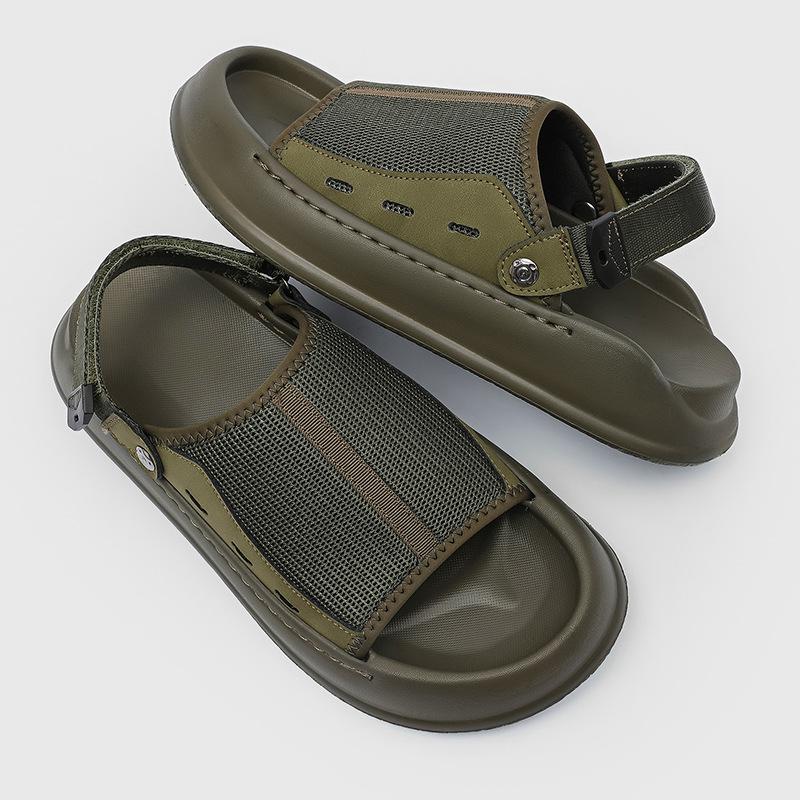 2025 New High-end Soft-soled Men's Shoes Wading Casual Summer Men's Breathable Beach Shoes 471226 Olive green-J