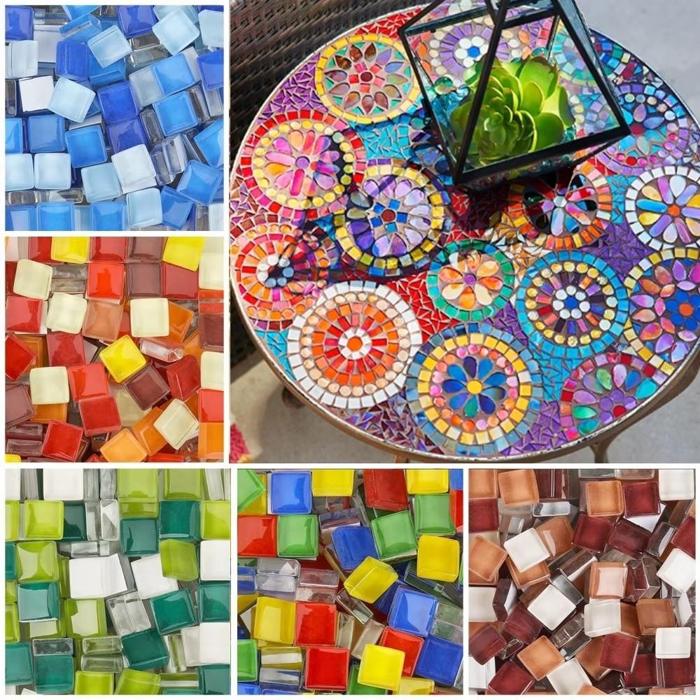 100/140 Pezzi Forma Quadrata Materiali per Artigianato Mosaico Vetro Granulato di Cristallo Piastrelle Mosaico Arte Piastrelle per Decorazione Murale