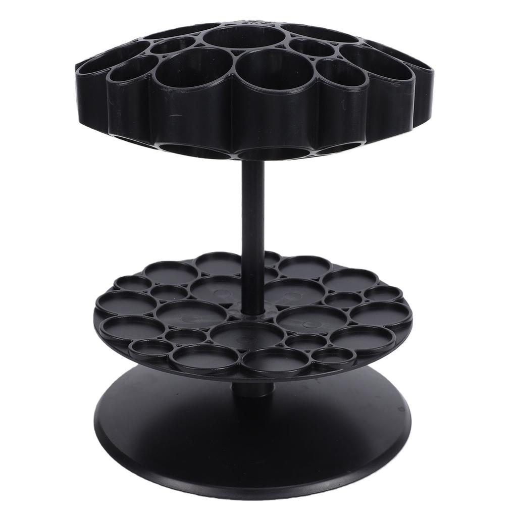 25 Hole Hair Brush Holder 360 Degree Rotating Detachable Base Salon Brush Storage Stand Organizer Black