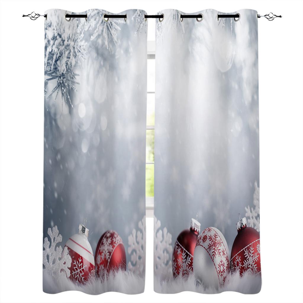3D Christmas Tree Curtains 2-Panel Luxury Sunshade for Living Room Bedroom Home Decor Merry Christmas